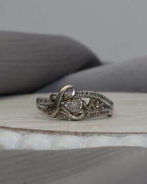 Sterling Silver Love Natural Diamond Ring 3.6G / Sz 9 N1490